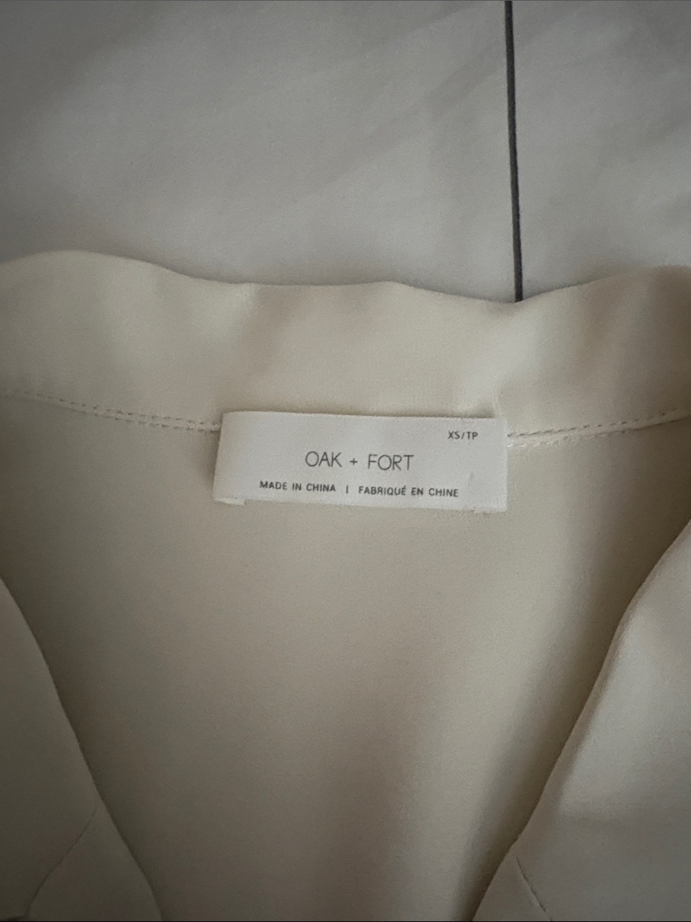 OAK + FORT Cream Short Sleeve Button-Up Blouse - Picture 2 of 3